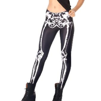 Kuhong Women Sexy Skull Bone Leggings Digital Print Stretchy skeleton Tight Pants White Color - intl  