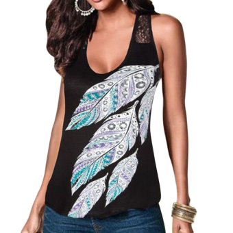 KUNPENG New Womens Feather Lace Vest  