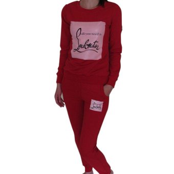 KUNPENG Womens Sweater Tracksuit Two Pieces Red - intl  