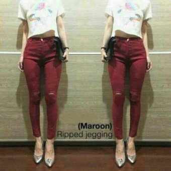 Labelledesign Jegging One Ripped - Maroon  
