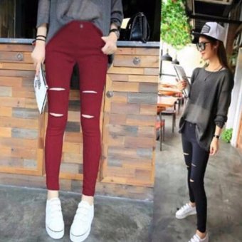 Labelledesign Jegging two ripped - Maroon  