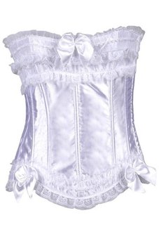 Lace & Bow Satin Bridal Corset Tutu Skirt (White) - intl  