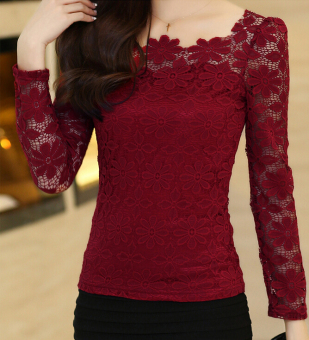 Lace And Crochet Blouse Women 2016 New Hollow Long Sleeve Plus Size S-5XL - intl  