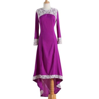 Lace Joint Irregularity Hemlines Muslim Dress Purple 510 - INTL  