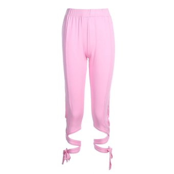 Lady European Fashion Stretchy Tight Bandage Yoga Leggings (Pink)(M) - intl  