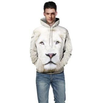 LALANG Fashion Hoodies Funny 3D Lion Men Hip Hop Sweatshirt (Beige) - intl  