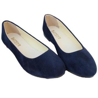 LALANG Fashion Soft Shoes Women Flat Shoes Round Toe Daily Casual Shoes Black blue - Intl  