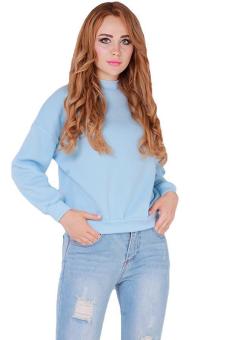 LALANG Korean Latest Hoodies O-neck Sports Sweatshirt Blue  