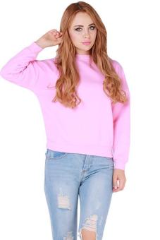 LALANG Korean Latest Hoodies O-neck Sports Sweatshirt Pink  