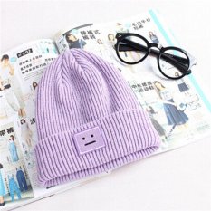 LALANG New Fashion Casual Cute Hats Smile Women Winter Caps Purple - intl