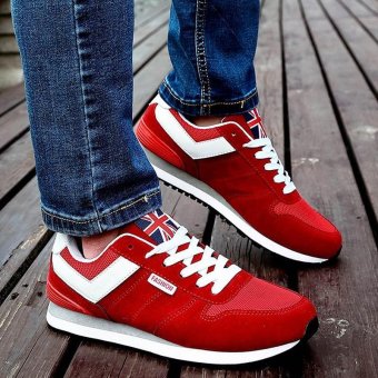 LALANG New Fashion Men's Casual Shoes Walking Breathable Flats (Red)  