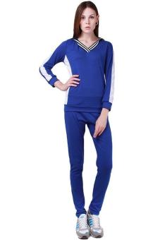 LALANG Women 2pcs Tracksuit Coat+Pant Sport Suit Blue  
