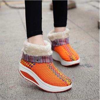 LALANG Women Ankle Breathable Casual Shoes Shake Wedge Snow Boots Orange - intl  