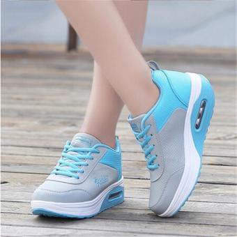 LALANG Women Casual Shoes Platform Wedges Heel Hight Shook Shake Shoes Sports Loafers Blue - intl  