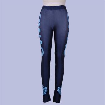 LALANG Women Causal Joggers Letter Printed Yoga Pants (Blue) - intl  