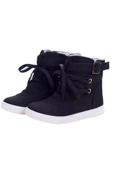 LALANG Women Lace-Up Ankle Boots Flat Canvas Shoes