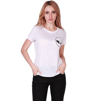 LALANG Women Short Sleeve T-Shirt Tops Round Collar Tees Summer (White)  