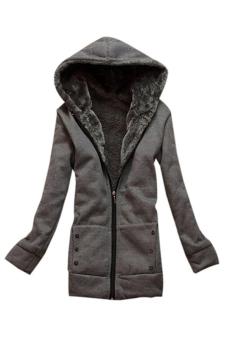 LALANG Women's Warm Cotton Hoodie Fleece Coats Outerwear Jackets Dark Grey - intl  