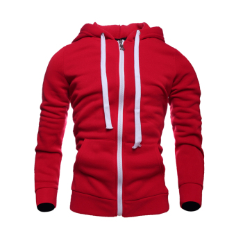 Lanbaosi Black Hoodies for Men Lightweight Zip-up Soft Hoody Sweatshirt jacket Red - intl  