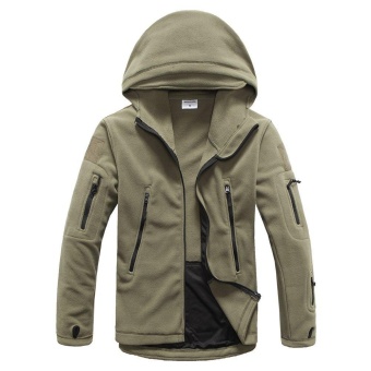 LANBAOSI Men's Fashion Military Tactical Full Zip Polar Fleece Jacket with Hood (Army Green) - intl  
