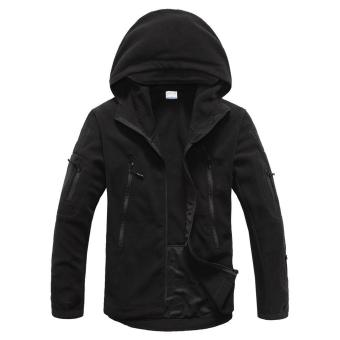 LANBAOSI Men's Fashion Military Tactical Full Zip Polar Fleece Jacket with Hood (Black) - intl  