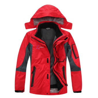 Lanbaosi Men's Winter Breathable Insulated Jacket with Detachable Hood Red  