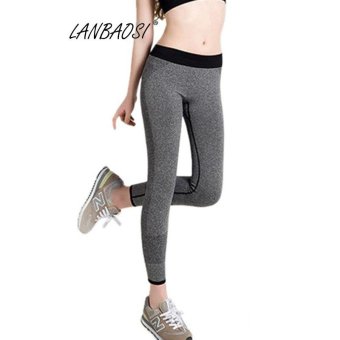 Lanbaosi Women Yoga Sports Pant Female Elastic Tights Running Fitness Trousers ( Grey ) - intl  