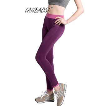 Lanbaosi Women Yoga Sports Pant Female Elastic Tights Running Fitness Trousers ( Purple ) - intl  