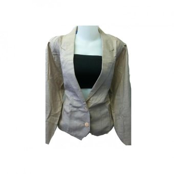 LASSTORE Top Blazer 2 Button Long Sleeve Soft Pretty Office or Stroll Cotton Import Good Quality (Brown)  
