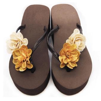 LBW New Summer Sandals Female Summer Sandals with Thick Bottom Anti Slide Handmade Custom Travel Slippers Flower Lady Drag  