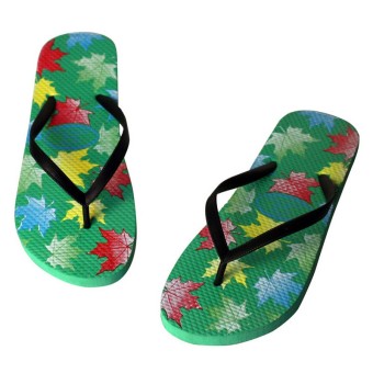 Leaves Print Slip-on Flip Flops (Green)  