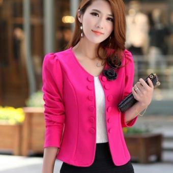 Leyi Ms. Han edition cultivate one's morality small short double-breasted suit Rose - intl  