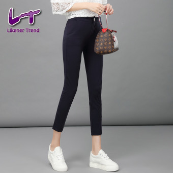 Likener Trend semi jas wanita celana elastis tinggi sederhana ankle panjang celana pensil wanita celana untuk Langsing (Hitam)  