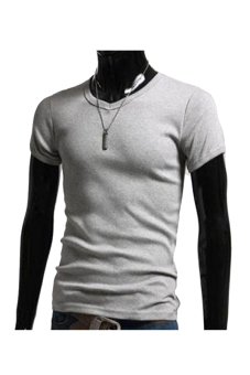 Linemart Short Sleeve Men Casual Slim T shirt S/M/L/XL ( Grey ) (Intl)  