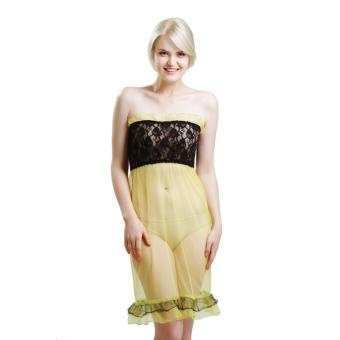 LingerieXlingerie LXL-1000 Sexy Transparent Yellow Tile Lingerie Dress  