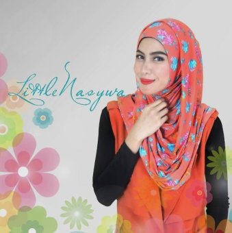 Little Nasywa - Jilbab / Hijab Hoodie Instant - Orange Floral  