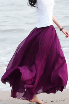 Long Bohemian Maxi Chiffon Skirt Purple - intl  