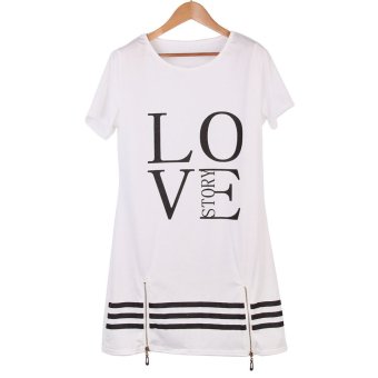 LOVE Letters Printed Zipper Long T Shirt - Intl  