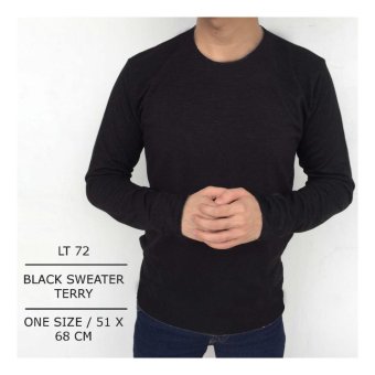 Lt72 Sweater Kaos Lengan Panjang Pria Cowok Hitam Black Casual Keren  