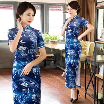 Luna Story Fashion Style Slim Retro Dress Long Section Cheongsam Maxi Dresses Formal Dress - intl  