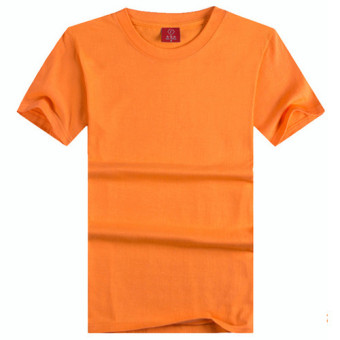 Male Female Cotton O-neck Wild Short-sleeved T-shirt(Orange)  