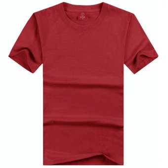 Male Female Cotton O-neck Wild Short-sleeved T-shirt(Red)  