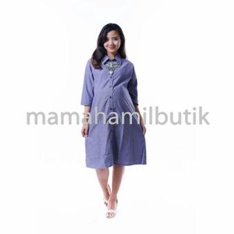Mama Hamil Baju Hamil Dress Kerja Tunik Katun Polos Full Kancing Modis - Abu - Free 1 Celana Dalam Hamill  