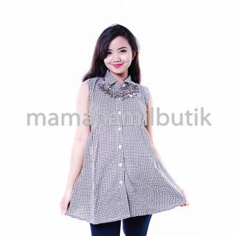 Mama Hamil Baju Hamil Kutung Katun Kotak Modis - Hitam  