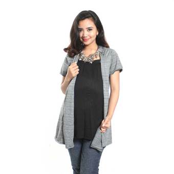 baju menyusui bolero kaos salur abu tua baju menyusui bolero kaos salur abu tua