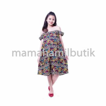 Mama Hamil Baju Hamil Modern Dress Pesta Menyusui Katun Etnik Sabrina Cantik - Ungu  