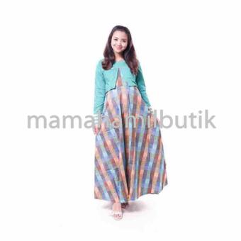 Mama Hamil Baju Hamil Muslim Gamis Hamil Katun Bolero Motif Tribal Cantik - Tosca - Free 1 Celana Dalam Hamil  