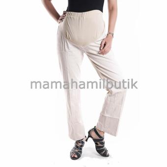 Mama Hamil Celana Hamil Kerja Katun Stretch Standart - Cream - Free 1 Celana Dalam Hamil  
