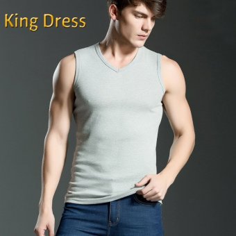 Man Tank Top Good Quality V-neck Summer Cotton Big Size Men Vest(Grey) - Intl  