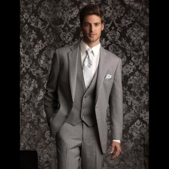 Manzone - Stelan Jas Dan Vest Formal Pria Modern Style - Grey  